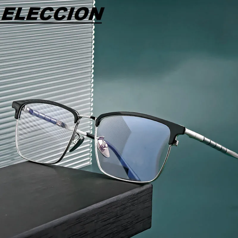 

ELECCION Ultralight Pure Titanium Full Rim Eyebrow Eyewear Frames Optical Glasses Men Myopic Eyeglasses Frame Women