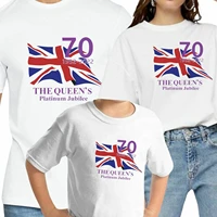 unisex white t shirt uk flag 70th anniversary celebration commemorative tops casual couple all matched short sleeve shirt