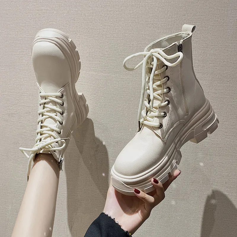 

Женские ботильоны на молнии, белые брендовые ботинки на низком каблуке, с круглым носком, на высоком каблуке, в стиле «Лолита», осень 2022