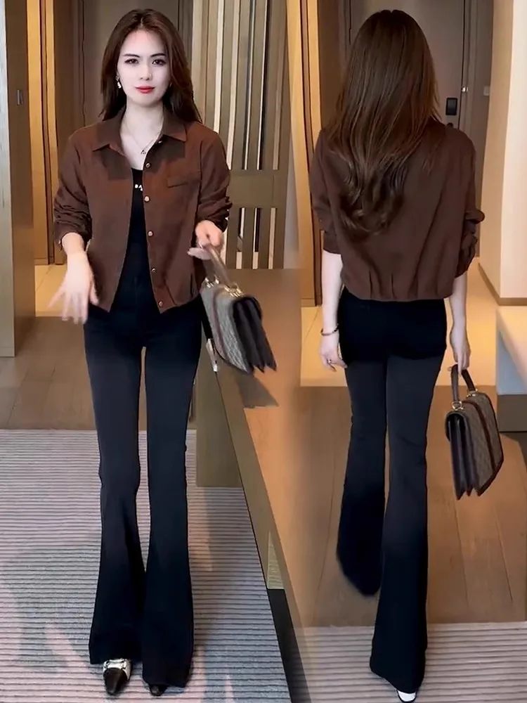 Fashion Age-Reducing Short Cardigan Outerwear Women 2024 Spring and Autumn New Loose Small Single-Breasted Polo Top