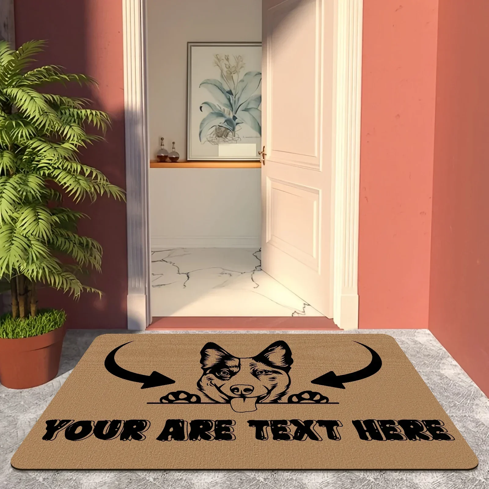 Персонализированный коврик для приветствия собаки с именем логотипа фото