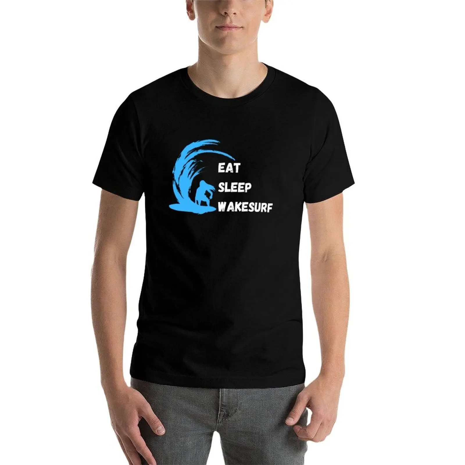 Фото Футболка с винтажным принтом и круглым вырезом «Eat Sleep Wakesurf» №3