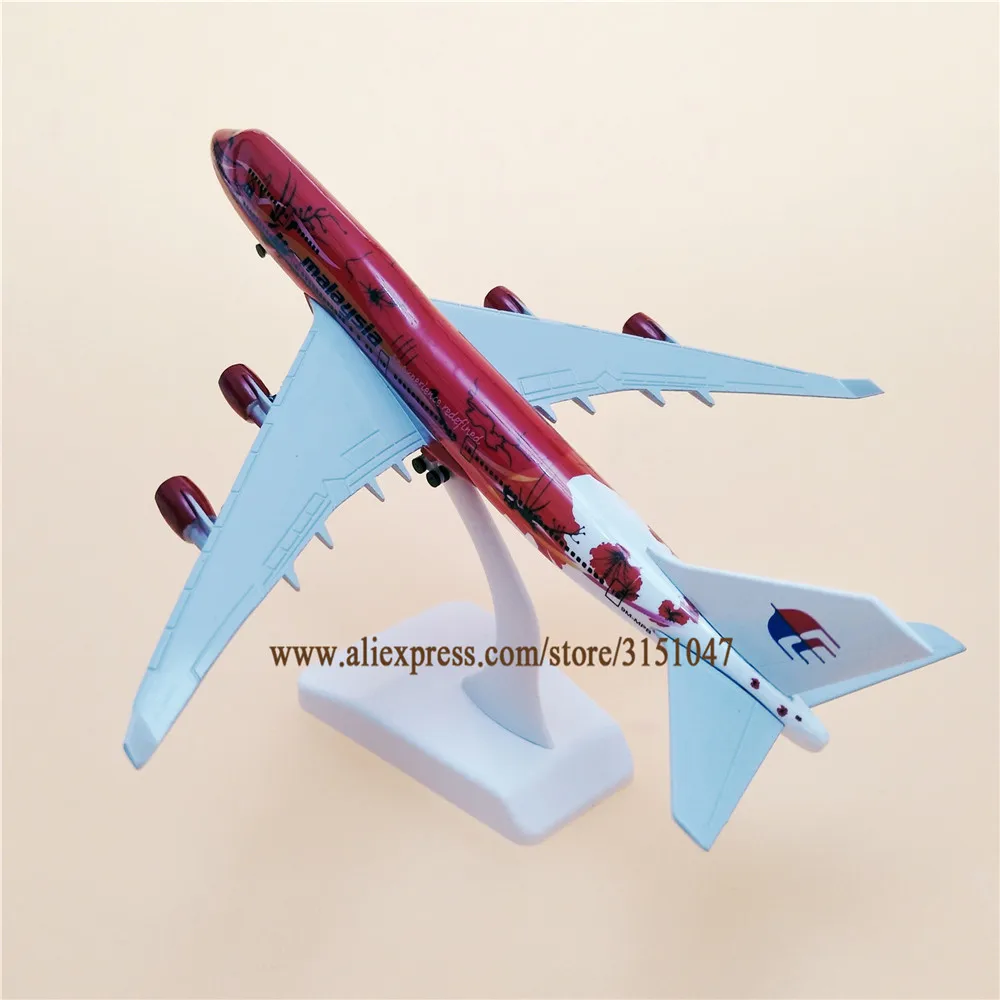 

20cm Air Red Flower Malaysia Boeing 747 B747 Airlines Plane Model Alloy Metal Diecast Model Airplane Aircraft Airways Gift