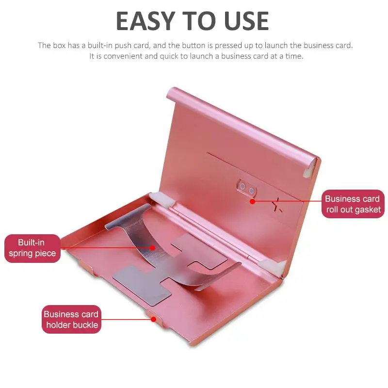 Business Card Holder Hand Push Card Case Bank Card Membership Package Metal Ultra Thin Business Card Packaging Box Organizer