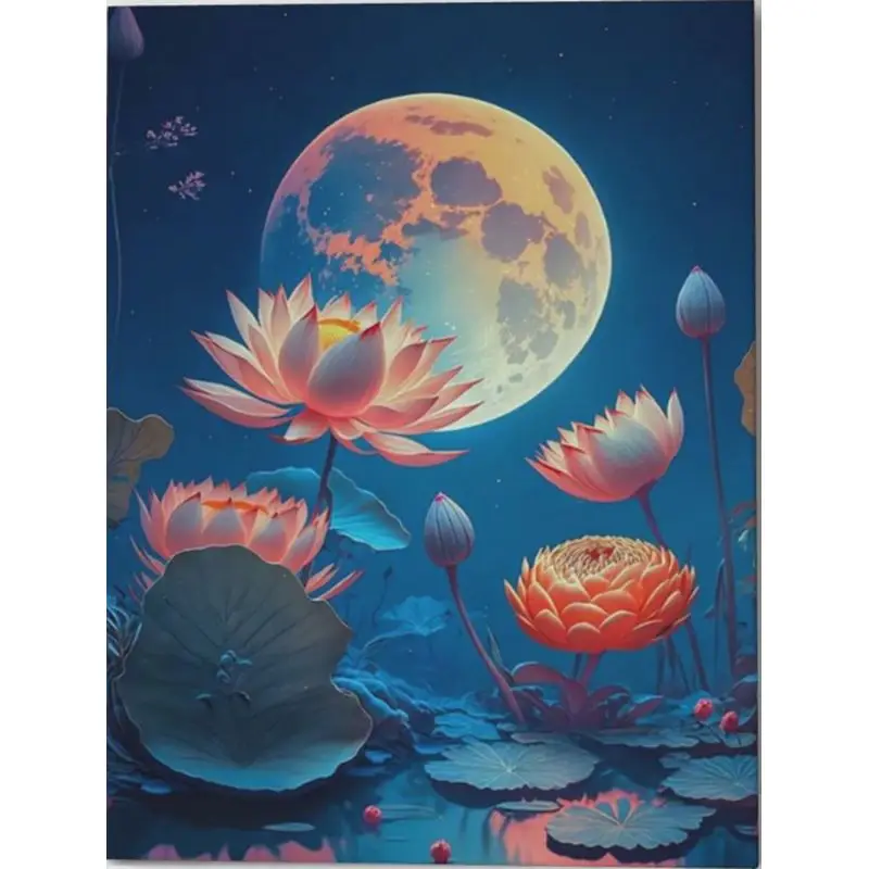 

GATYZTORY Acrylic Painting By Numbers Handpainted Canvas Painting Lotus Landscape Wall Art For Adults DIY Gift Artwork Paint Kit