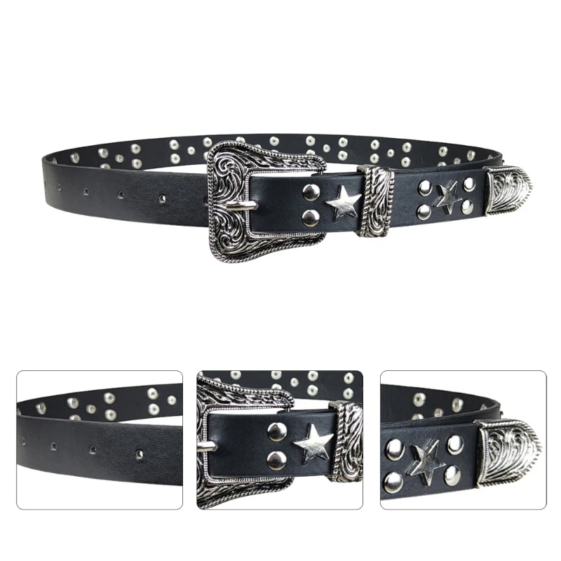 

Vintage Belt for Women Casual Pin Buckle Cowgirl Belt Lady Wide Belt for Jeans Pants Female Girls Y2K Decorative Belts
