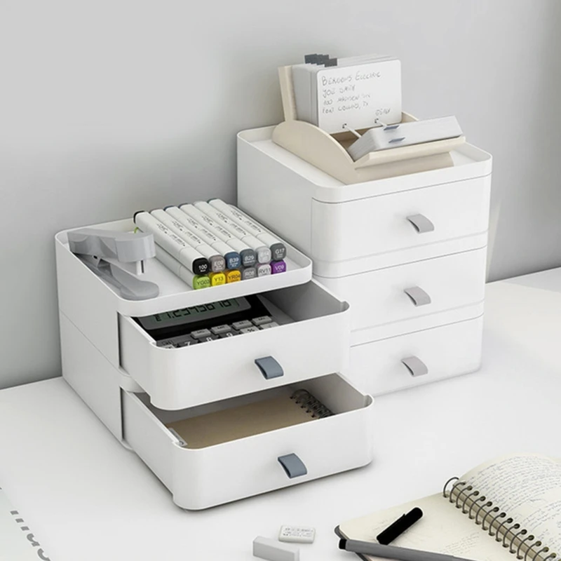 

2022 Desktop Drawer Storage Box Plastic Stackable Desk Drawer Organizer for Home Office Jewelry Stationery Organization Case