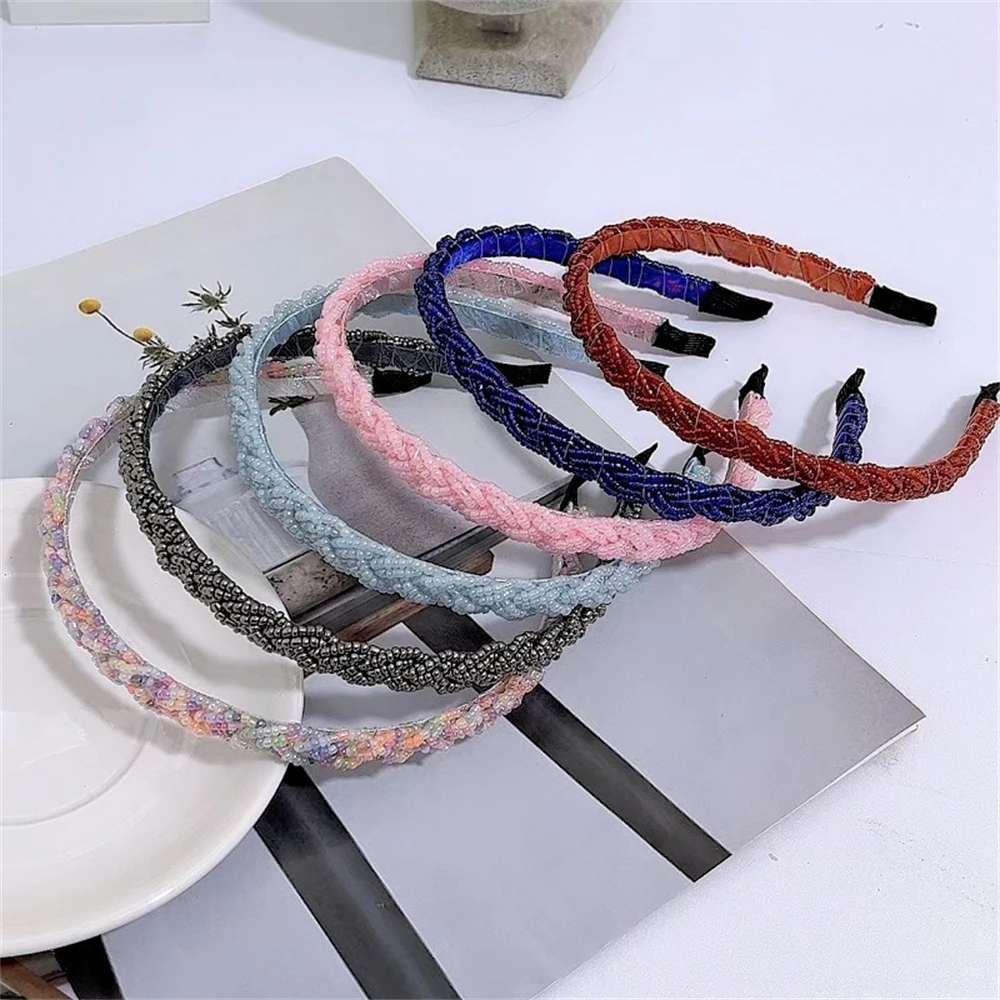 

Kpop Colorful Beaded Fried Dough Twist Braided Hairbands Fashion Women Hair Band Hairpins Hair Clip Jewelry Accessories Headwear