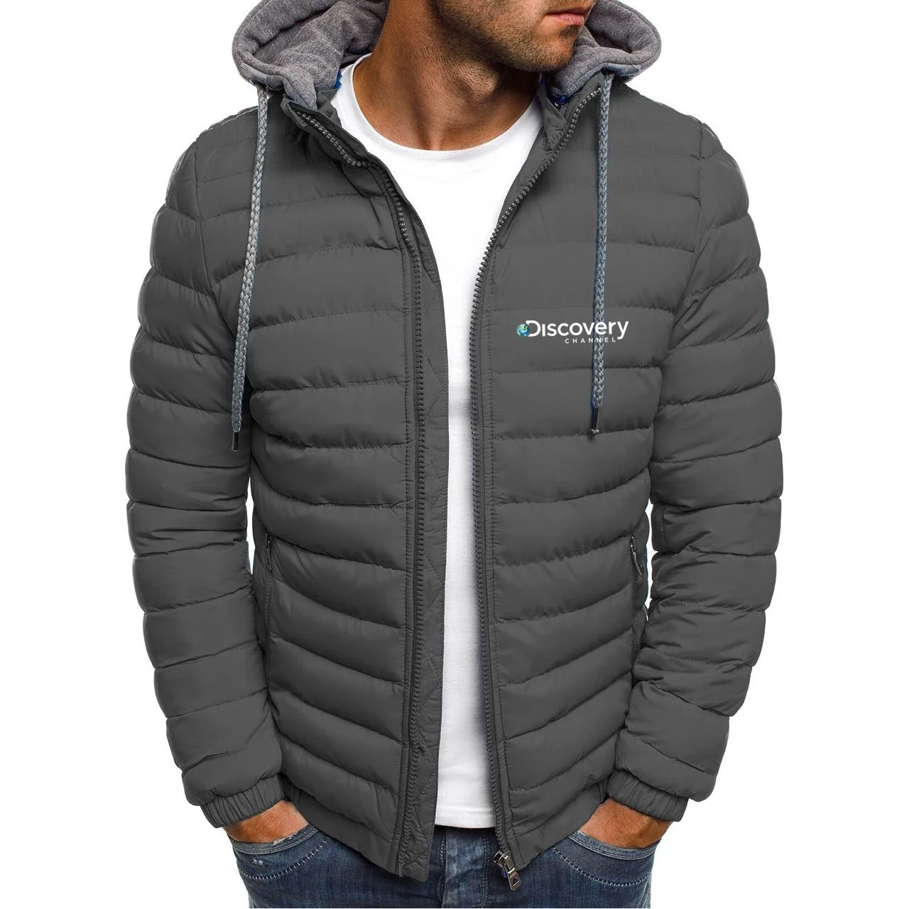 2022 Winter Men's Lightweight Warm Cotton Jacket Removable Hat, European Hooded Cotton Jacket