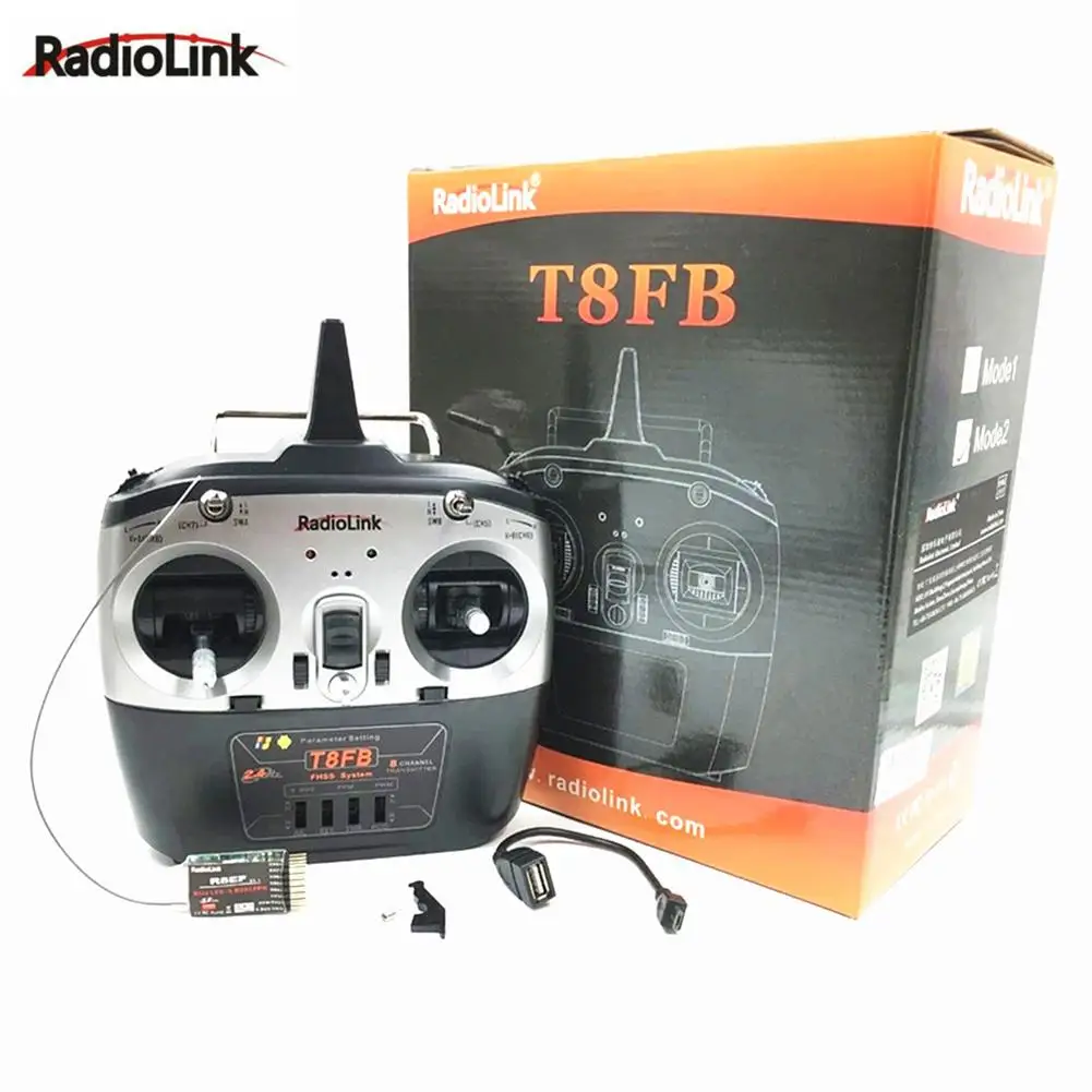 

Radiolink T8fb Bt 8 Channels Rc Transmitter And Receiver R8ef 2.4g Controller For Drone/fixed Wing Airplane