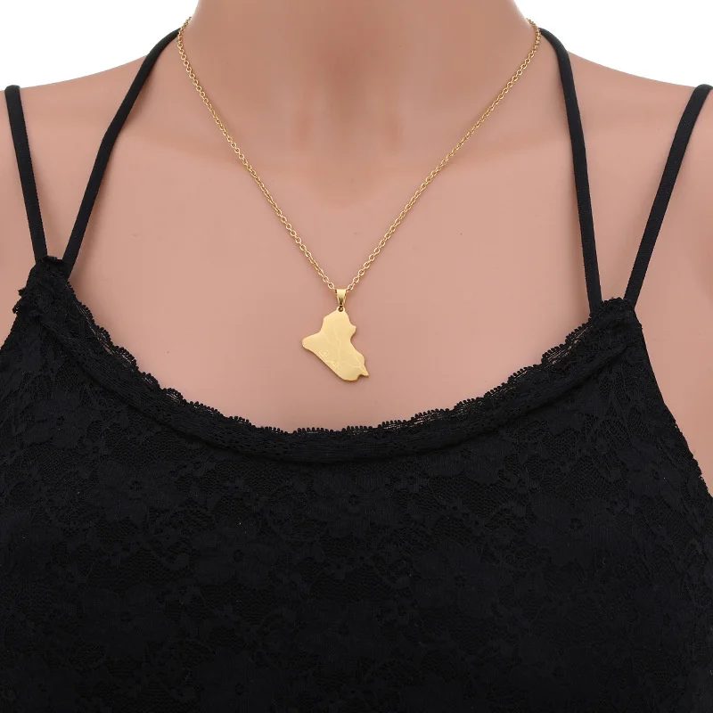 Европейский и американский кулон из нержавеющей стали с картой Ирака ожерелье