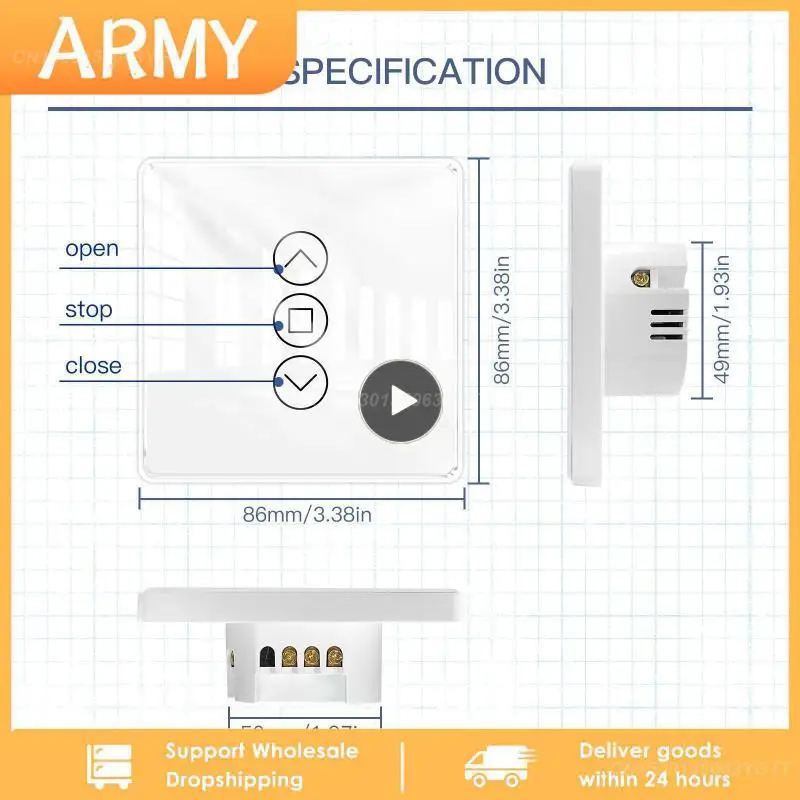 

1~8PCS WiFi RF433 Smart 2.5D Arc Glass Touch Curtain Switch for Roller Blinds Shutters Smart Life/Tuya APP Works Alexa Google
