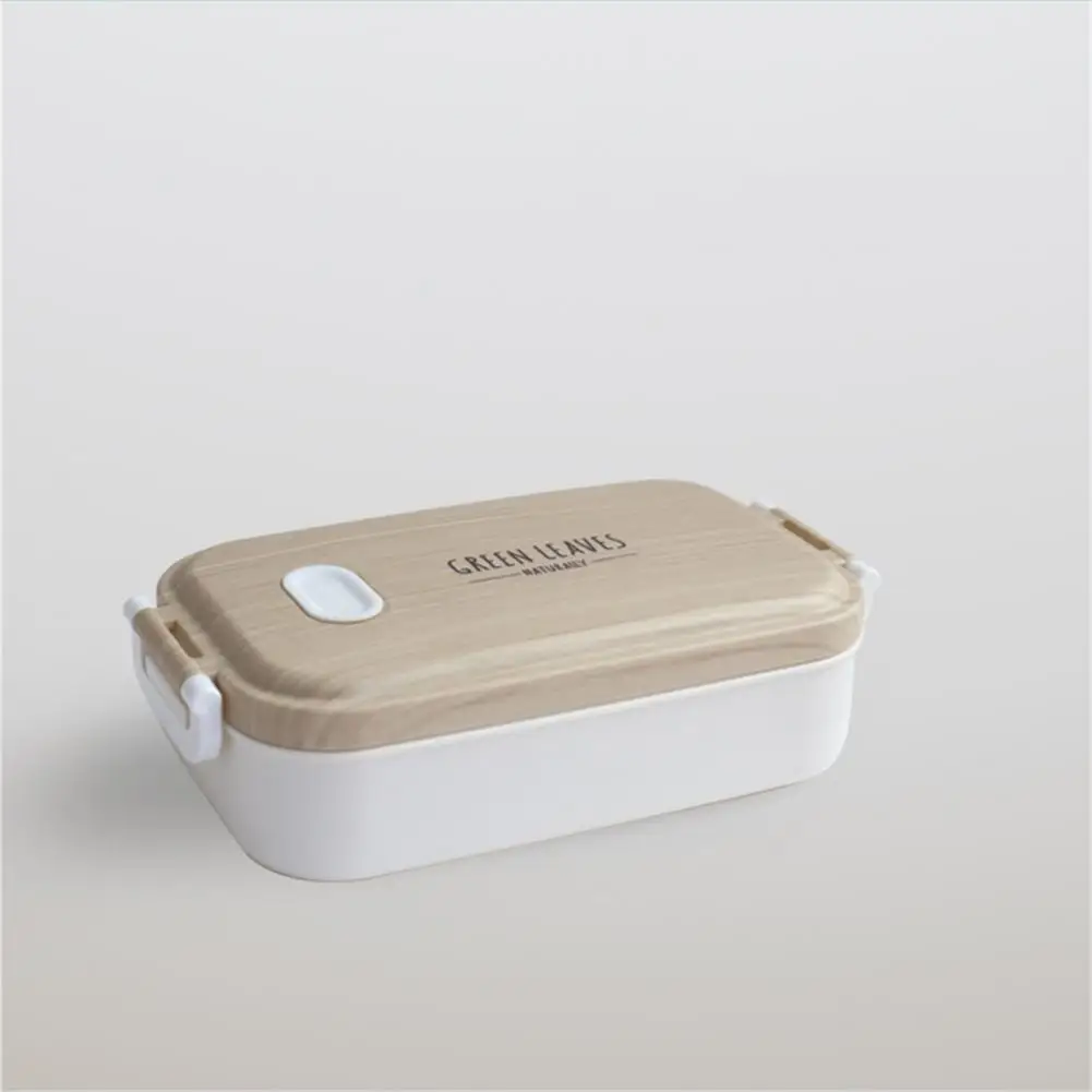 

Stainless Steel Useful Stylish Anti-rust Bento Organizer Washable Lunch Box Wood Texture for Outdoor