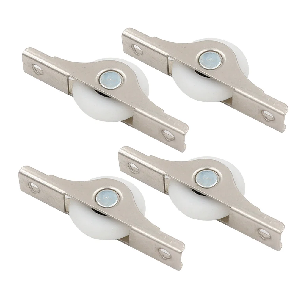 

4pcs Roller Window Curtain Track Roller Curtain Pulley Wheel Convex Sliding Door Roller Shower Curtain Carrier Wardrobe Roller
