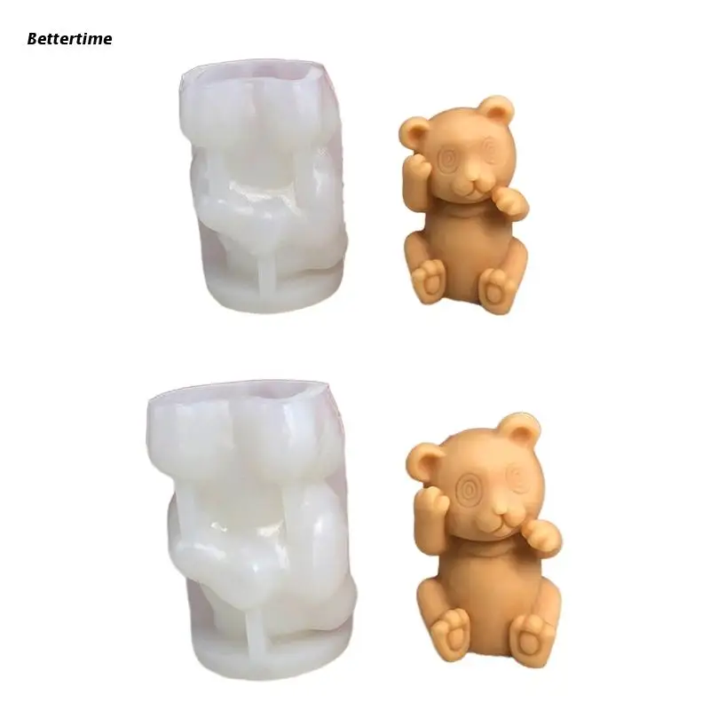 

B36D Silicone Mold for Candle Making Lovely Panda Shape Candle Mold for Wedding Deco