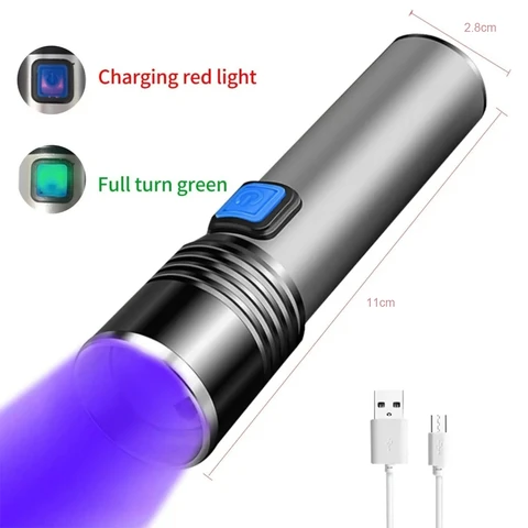 Портативный ультрафиолетовый фонарик Uv Led 365 нм  черный