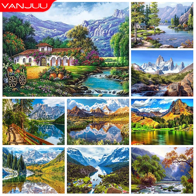

Пейзаж DIY 5D алмазная живопись альпийские Алмазы Искусство вышивка крестиком Алмазная вышивка живопись Полная Картина декор из алмазной моз...
