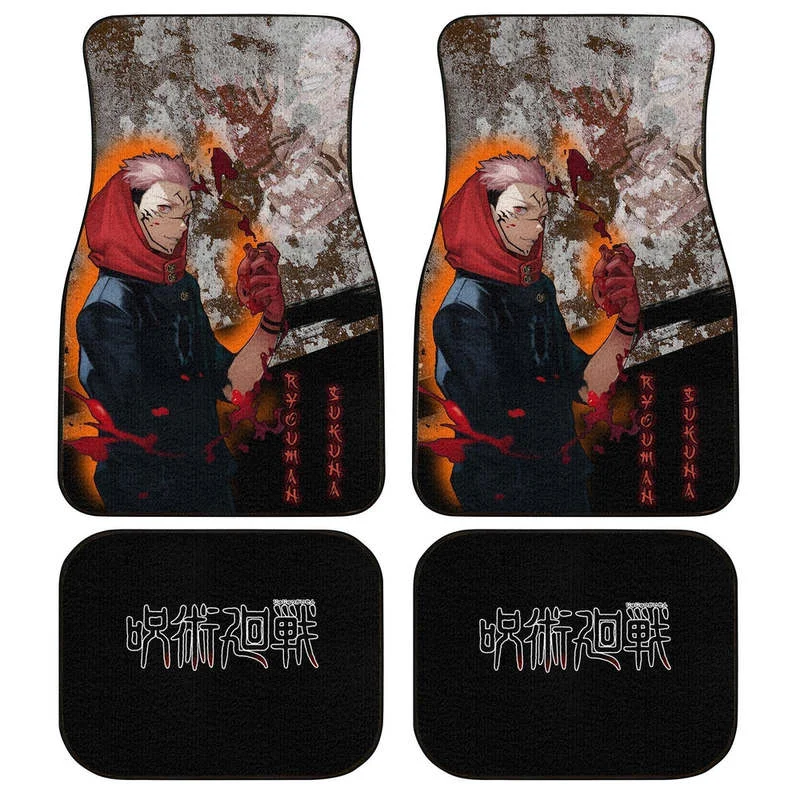 

Ryomen Sukuna Car Floor Mats Custom Anime Jujutsu Kaisen Car Interior Accessories 4PCs Pack