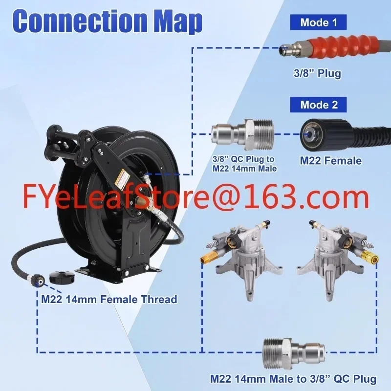 Катушка для шланга мойки высокого давления 3/8 дюйма X 50 футов воды/воздуха/масла