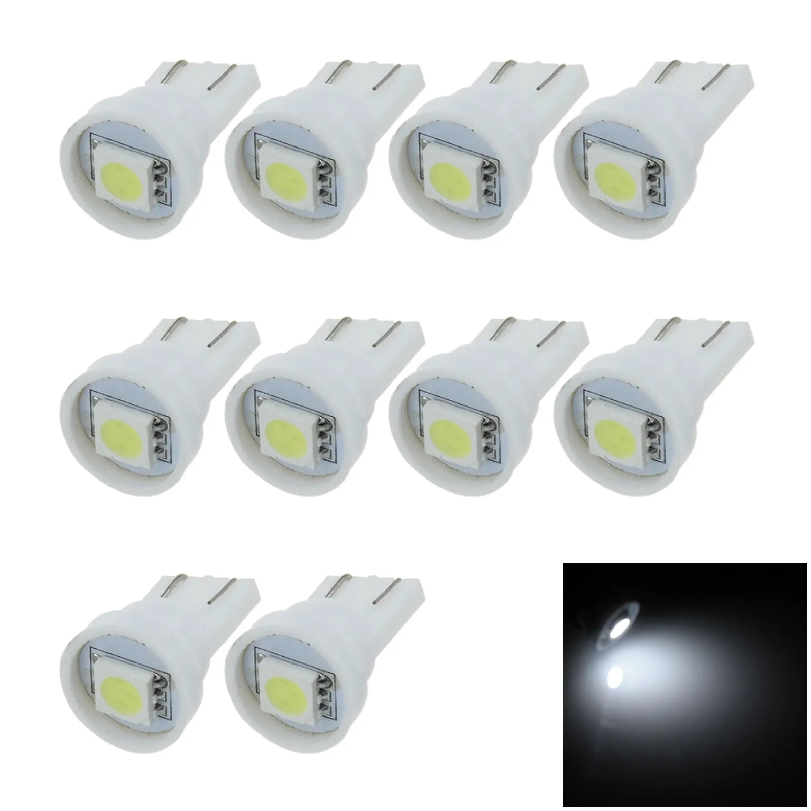10x белая Автомобильная задняя лампа T10 W5W габаритные огни 1 излучатель 5050 SMD фонарь