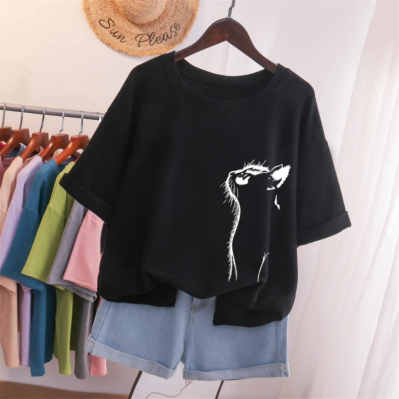 Женская летняя футболка с круглым вырезом и коротким рукавом размеры до 6XL