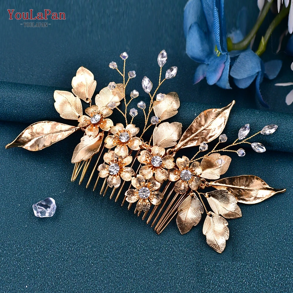 Hair Comb For Bride Woman Wedding Hair Accessories Handmade Alloy Leaf Tiara Bridal Headwear Jewelry