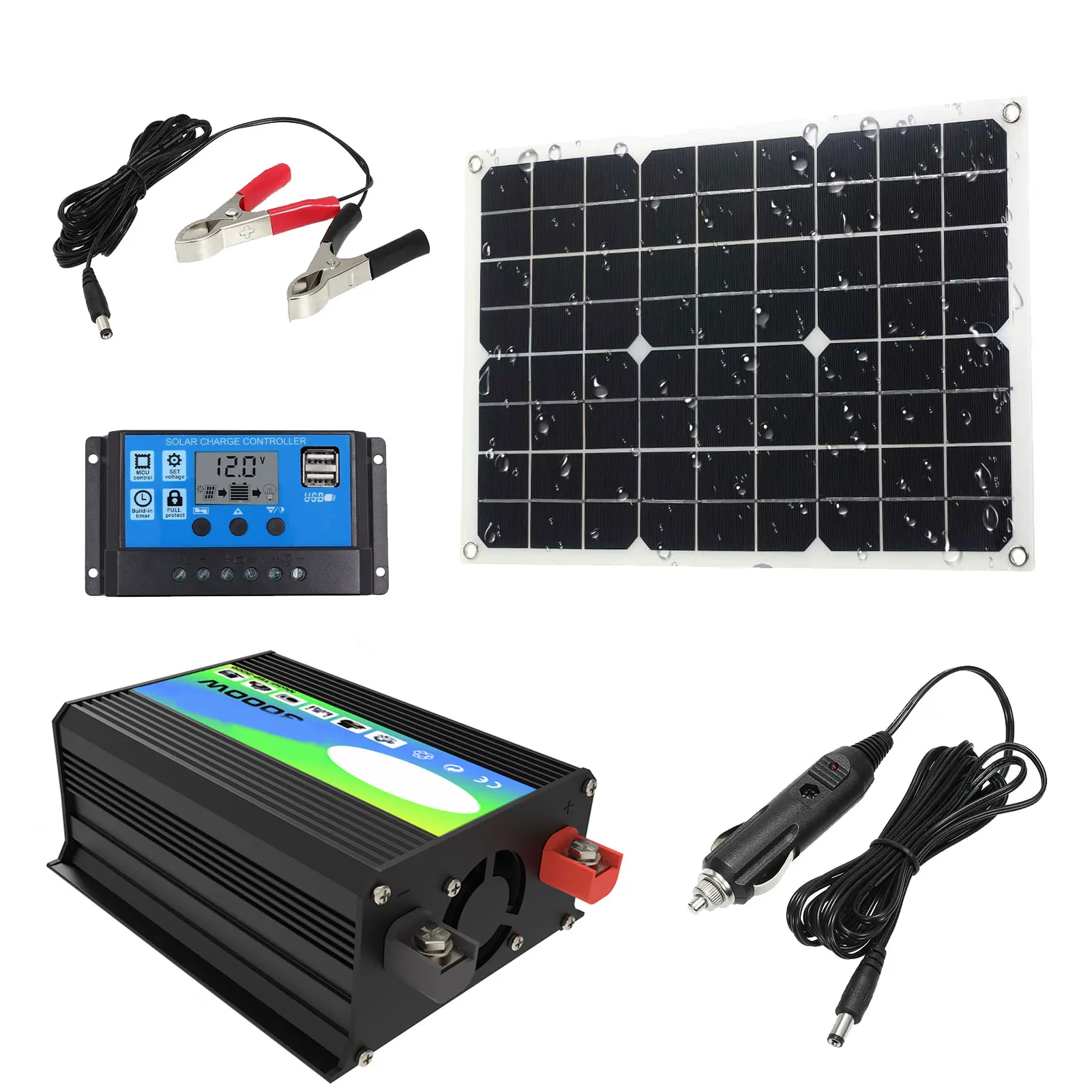 

Solar Power System Solar Charge Controller Solar Power Regulator 12V 24V Auto Dual USB LCD Display Load Discharger Power Station