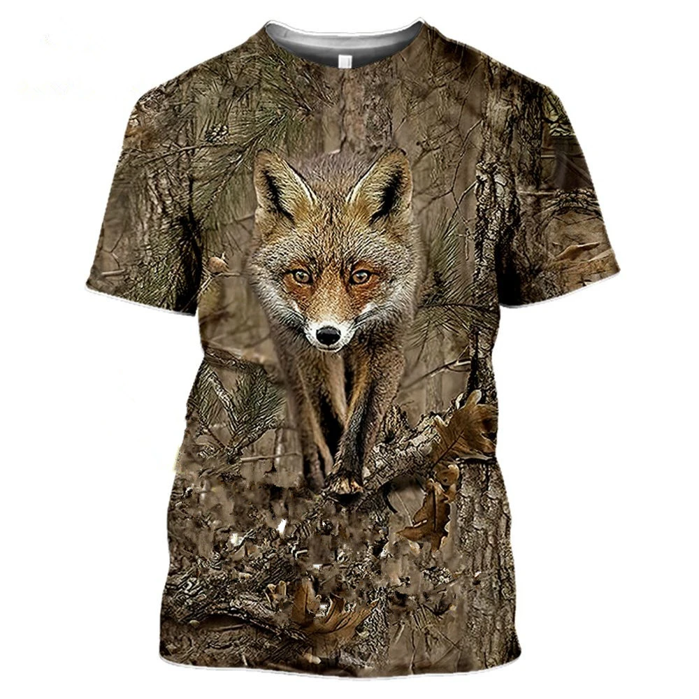 Camouflage Hunting Animal Rabbit Men's Summer Casual Oversized 3D T-Shirt Street Fashion Short Sleeve Pullover