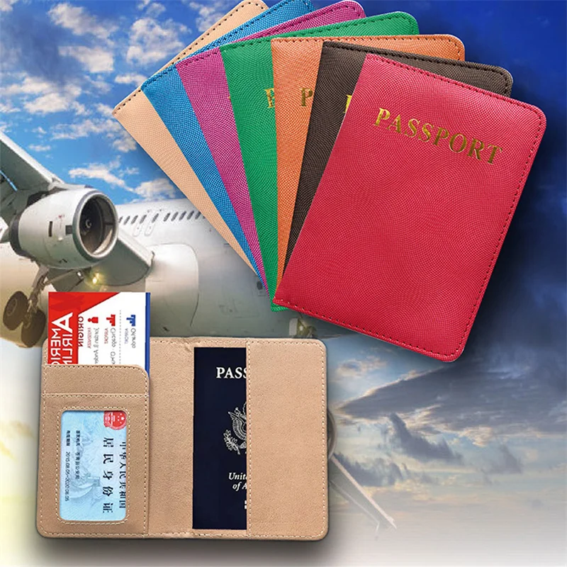 

20*14cm Women Men Passport Cover Hot Stamping Simple Travel Lover Couple Passport Cover Fashion Gift Pu Belt Card Slot