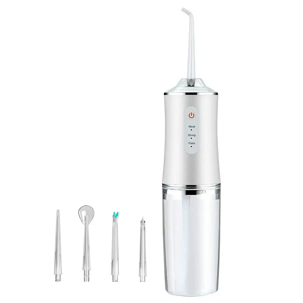 

Oral Irrigator Usb Rechargeable Water Bleaching Portable Dental Water Jet Floss Teeth Cleaner Big Water Tank With 4 Nozzle