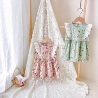 sweet baby girl casual floral sleeveless dress toddler simple loose straight lace cotton princess dresses kid summer clothes