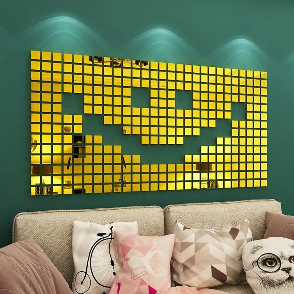 100 шт. самоклеящиеся акриловые зеркальные настенные наклейки 2 х2 см 3 х3 4 х4