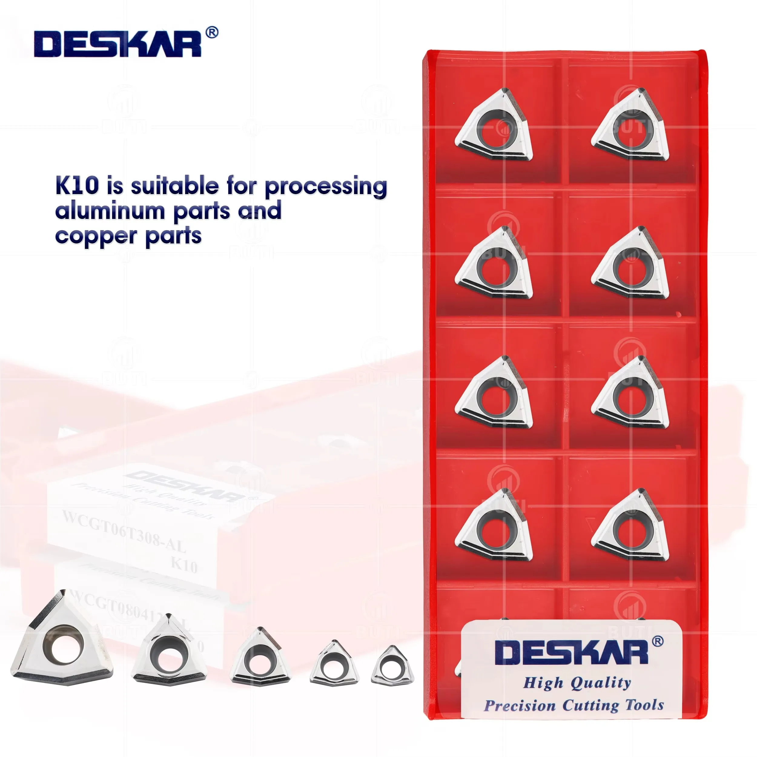 Фото DESKAR 100% Оригинальные токарные пластины WCGT030208 040208 06T308 080412 AL K10 для станков с ЧПУ, резцы для алюминия, режущий инструмент U-Drill №1