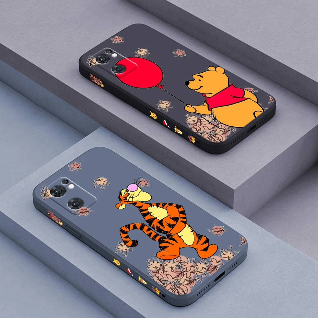 

Cute Disney Winnie the Pooh Phone Case For OPPO Find X5 X3 X2 Neo Lite Reno 4 3 2 Z Pro 5G Liquid Left Rope Funda Cover