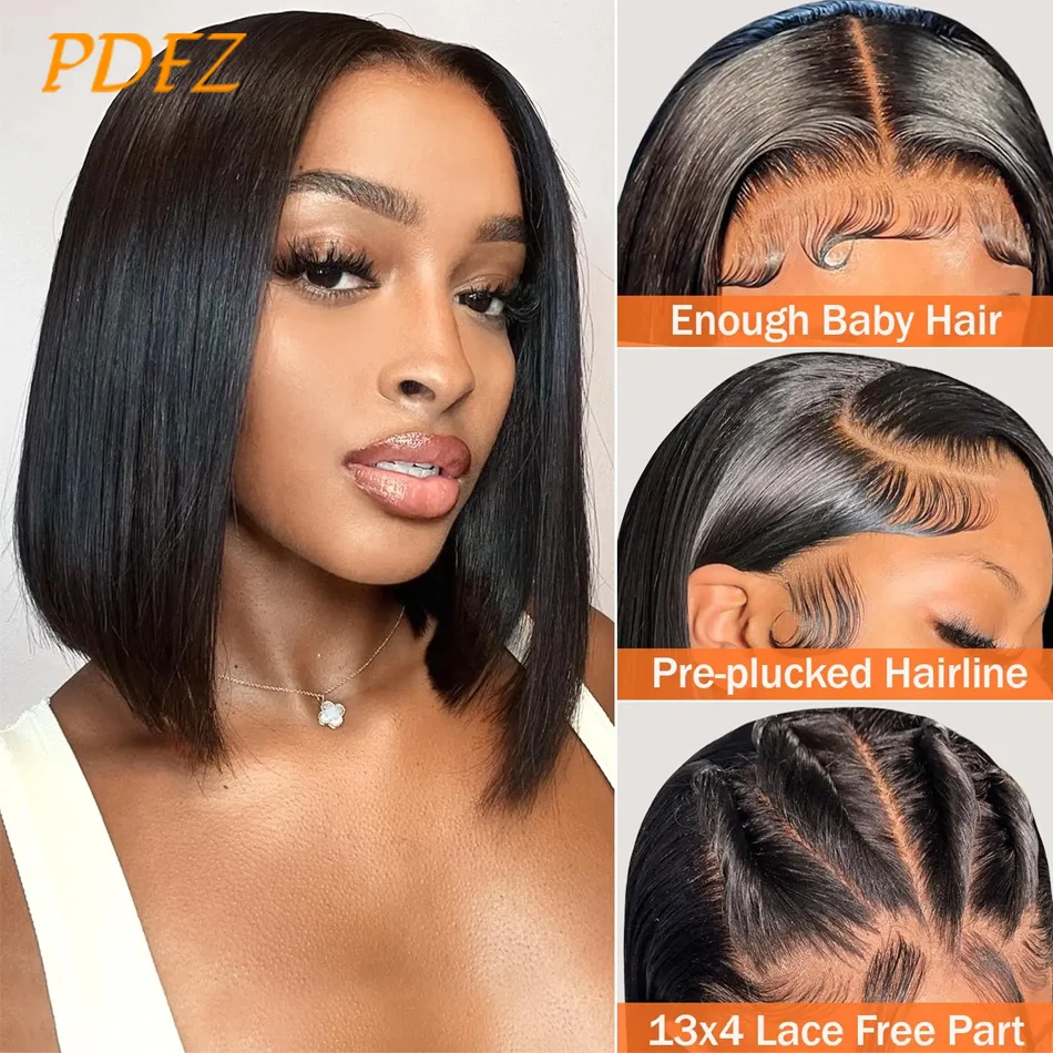 Short Bob Human Hair Wigs 13X4 Lace Frontal Wig Straight Front Hd Transparent