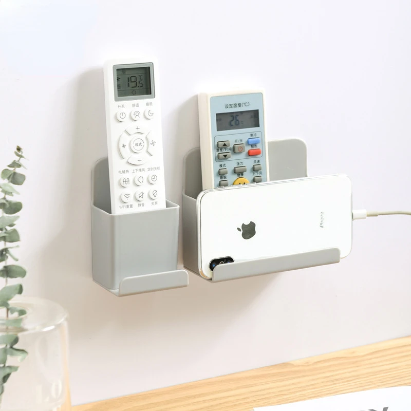 

Wall Mounted Organizer Storage Box Remote Control Air Conditioner Storage Case Mobile Phone Plug Holder Stand Container Rack 1PC