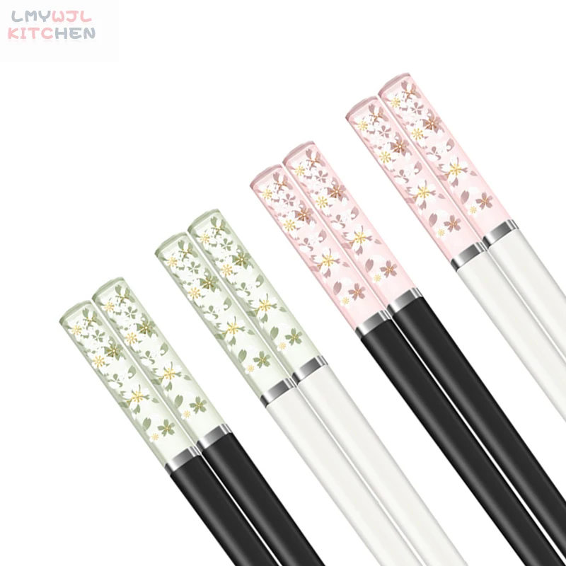 

Amber Sakura Japanese Chopsticks Antibacterial Anti-slip High Temperature Resistant Sushi Food Chopsticks Korean Kitchen Supplie