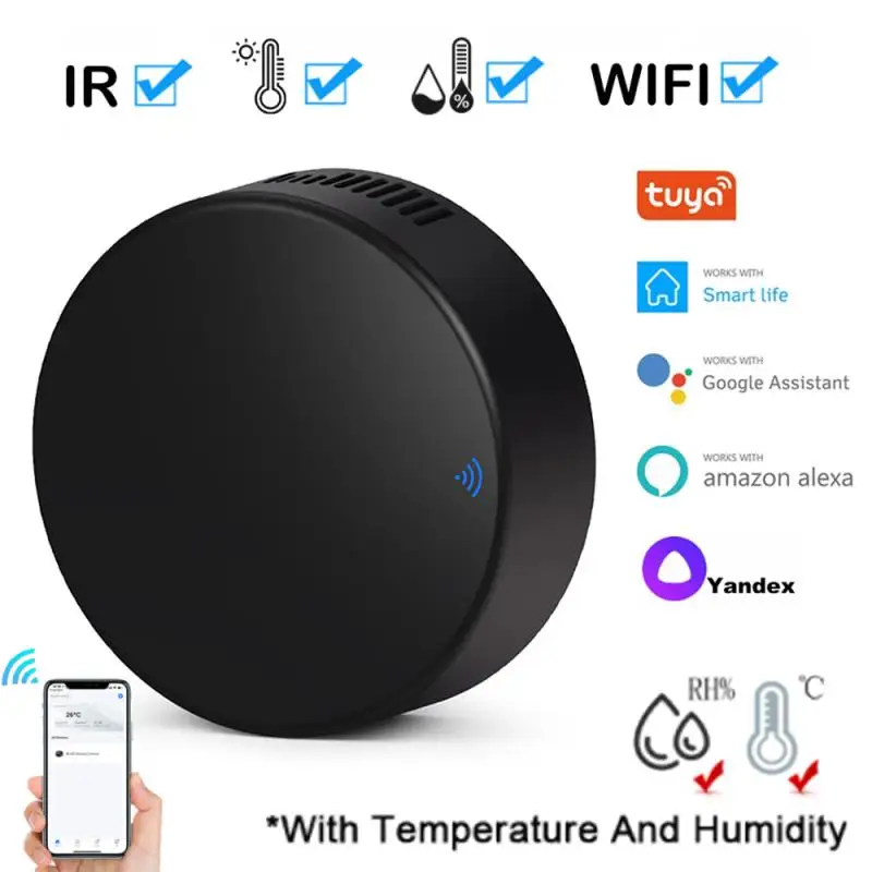 Tuya Smart Leben WiFi IR Universal Fernbedienung + Temperatur Feuchtigkeit Sensor App Stimme Steuer Arbeit Mit Alexa Google Hause alice