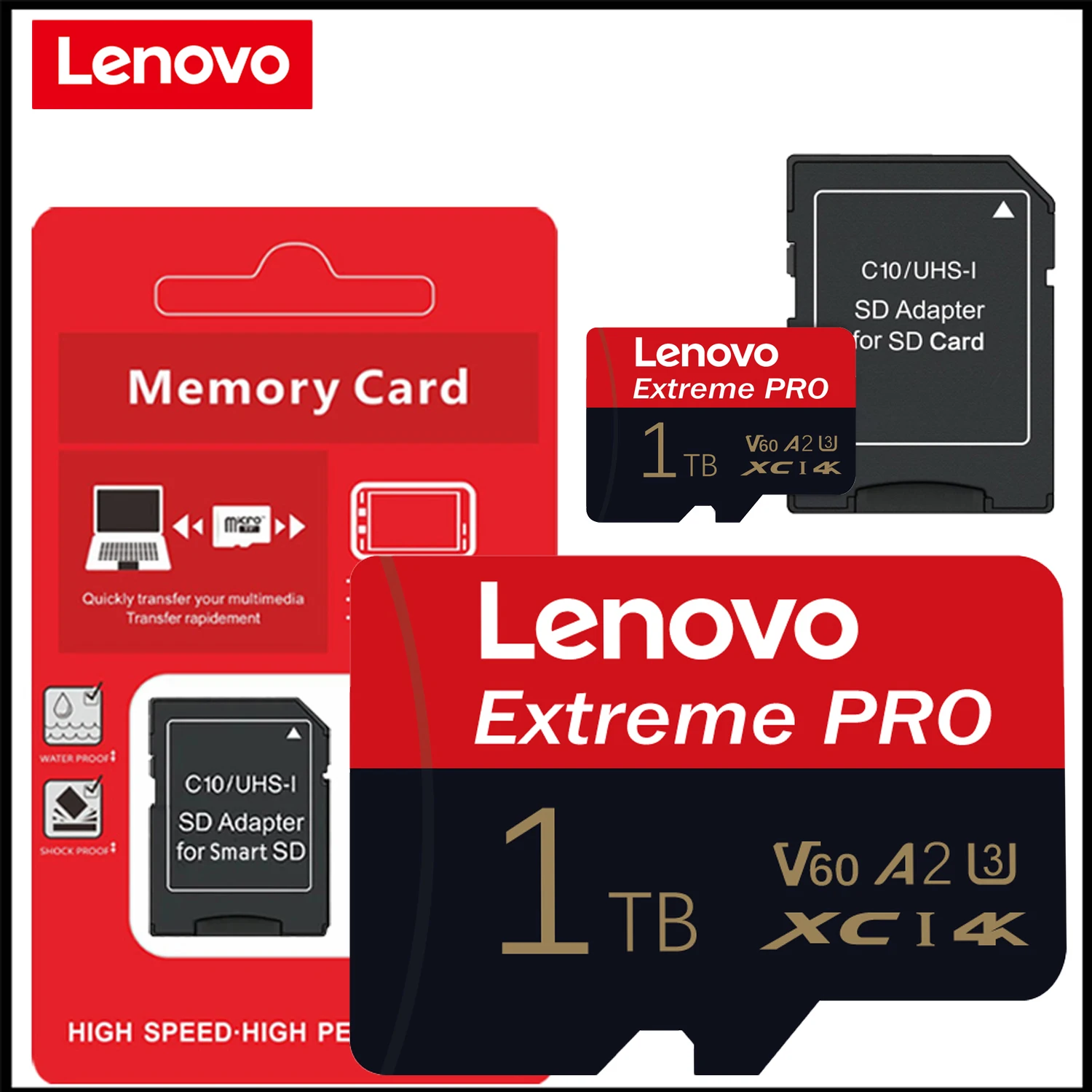 Карта памяти Lenovo SD 1 ТБ, класс 10, V60, TF-карта, SD-карта памяти 128 ГБ, 256 ГБ, 512 ГБ, U3, высокоскоростные флэш-карты TF для камеры Nintendo Switch (art.: 3920db6f7ff59) - 3920db6f7ff59