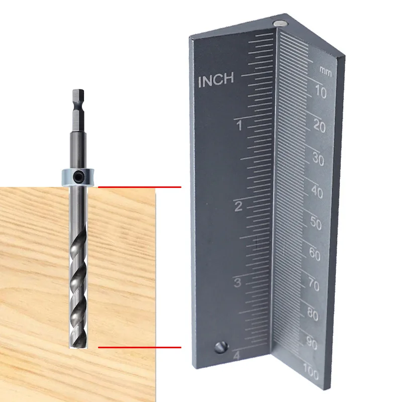 

with Blade Drill and Inch Woodworking Bit Auxiliary Height Ruler Limit Magnetic Ring Measurement Locator Saw Metric Tools