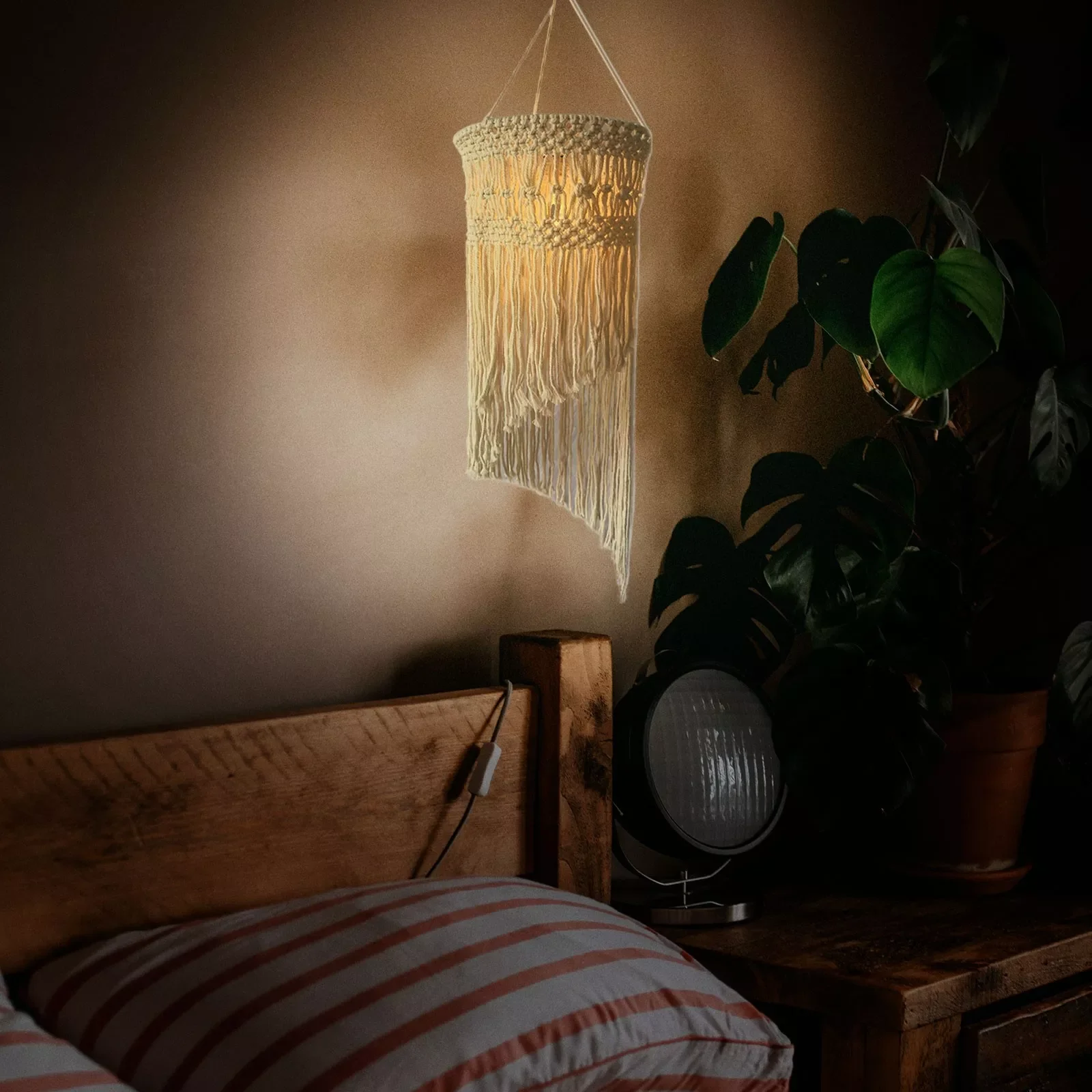 

Solar Beads Shade Shape Rope Hanging Cotton Bohemian Macrame Handmade Light Lamp Home Decor Chrysanthemum Coral Pendant Bead