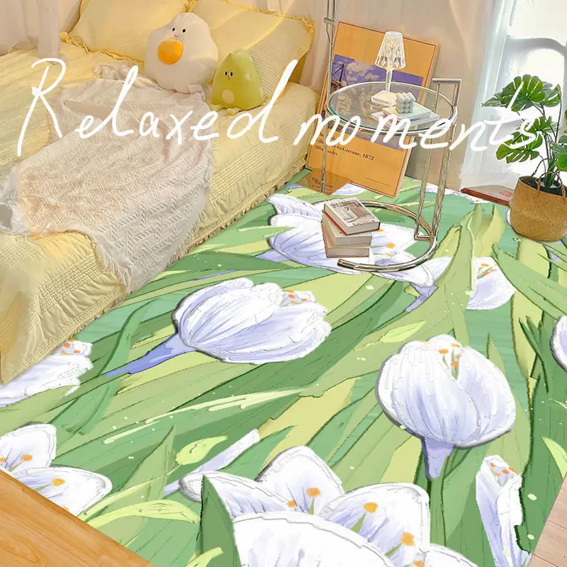 

Коврик для двери в стиле ретро с рисунком тюльпанов, нескользящий напольный ковер для спальни, дивана, гостиницы