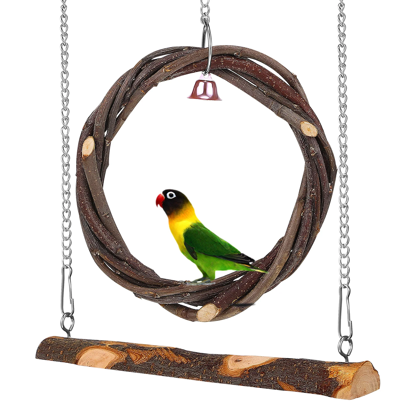 

2Pcs Natural Wooden Pet Bird Swing Perch Parrot Chewing Swing Toy Cage Accessories for Small Sized Birds