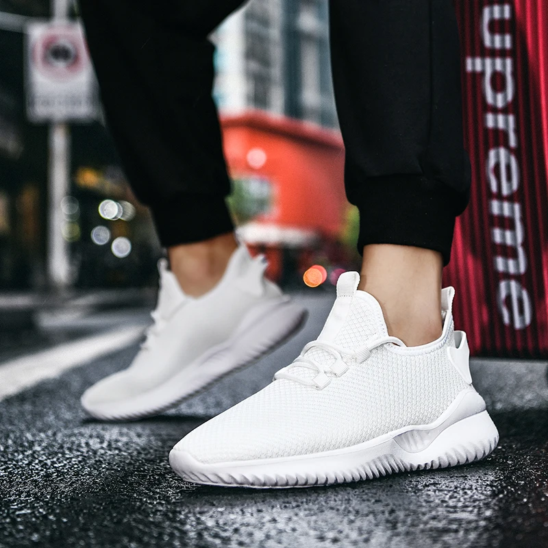 Hot Sale Light Running Shoes Men Sneakers Knit Mesh Breathable Non-slip Wear-resistant Outdoor Casual Walking Men Sport Shoes