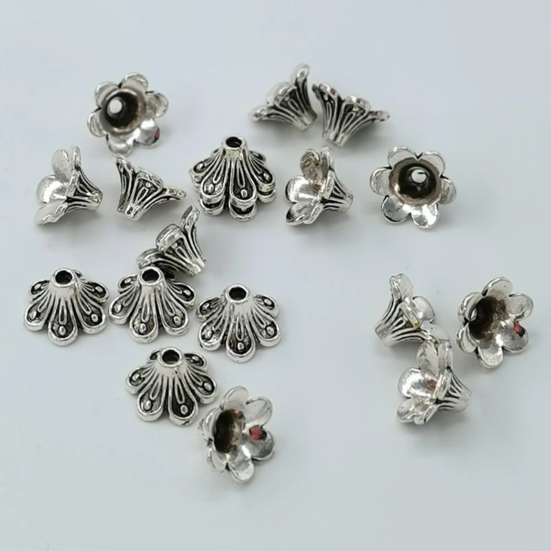 

20 Pcs 11x12MM Flower Charms Hollow Alloy End Bead Caps Diy Jewelry Making For Needlework Diy Crafts Accessories
