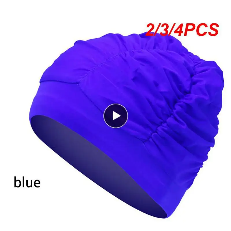 

2/3/4PCS For Men Women Adult Kids Long Hair Pool Hat Non-slip Water Sports Cap Quick Drying Swimming Cap Elastic Bandana