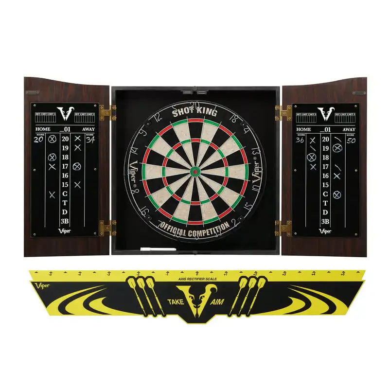 

Sisal/Bristle Steel Tip Dartboard & Cabinet Bundle Standard Set ( King Dartboard, Darts and Throw Line)