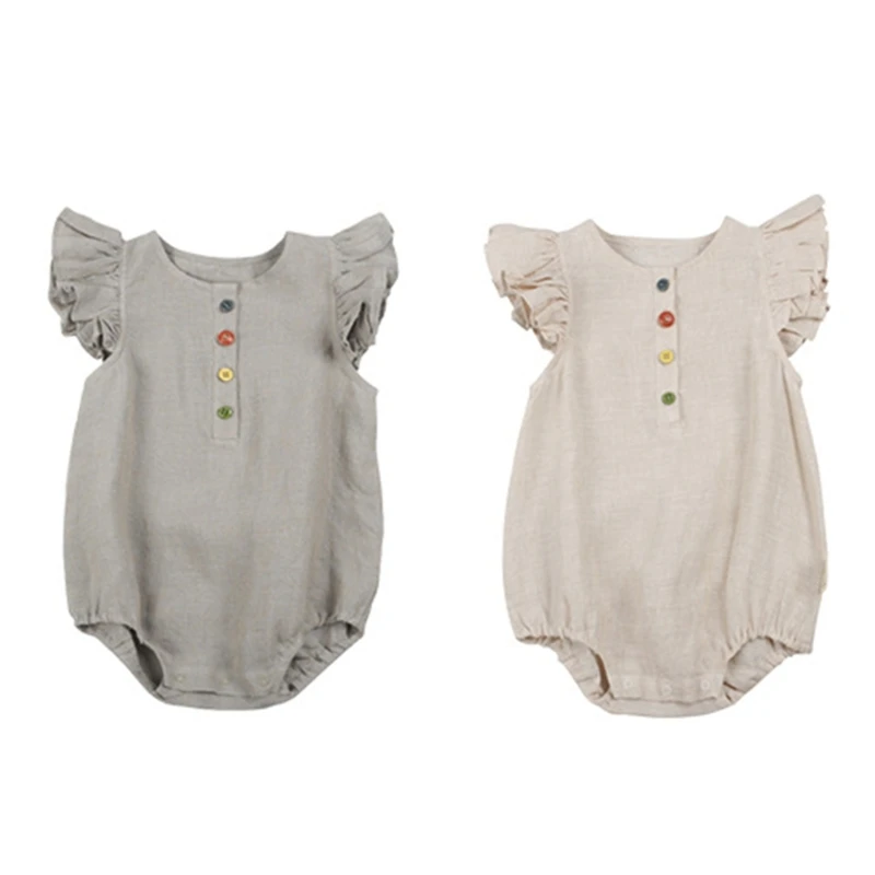 

Newborn Baby Girl Ruffled Romper Cotton Bodysuit Jumpsuit Overall Summer Clothes
