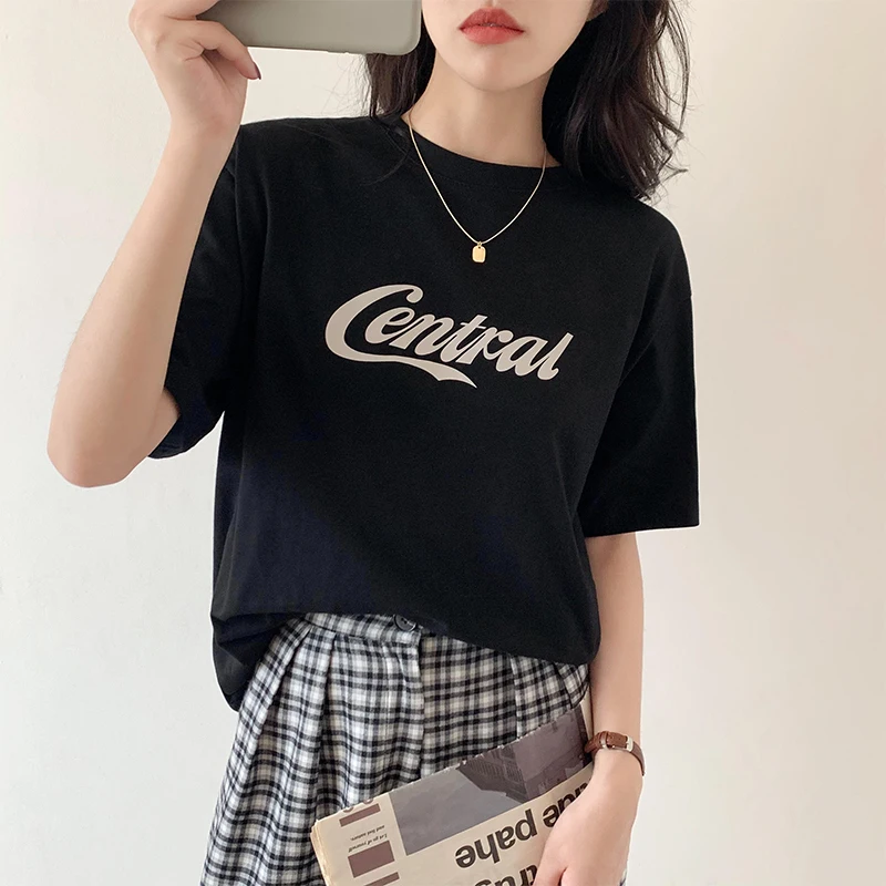 

Свободная футболка BOBOKATEER, женские топы, хлопковые женские футболки, модная футболка, женские футболки с коротким рукавом