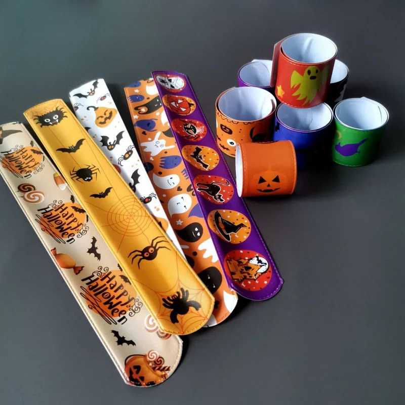 

24 Pieces Hallloween Slap for Kids Bracelet Wristbands Birthday Party Favors Halloween Clap Bands Classroom Gifts